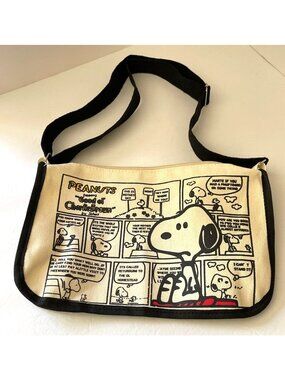 New Peanuts Snoopy Comic Print Canvas Shoulder Crossbody Bag